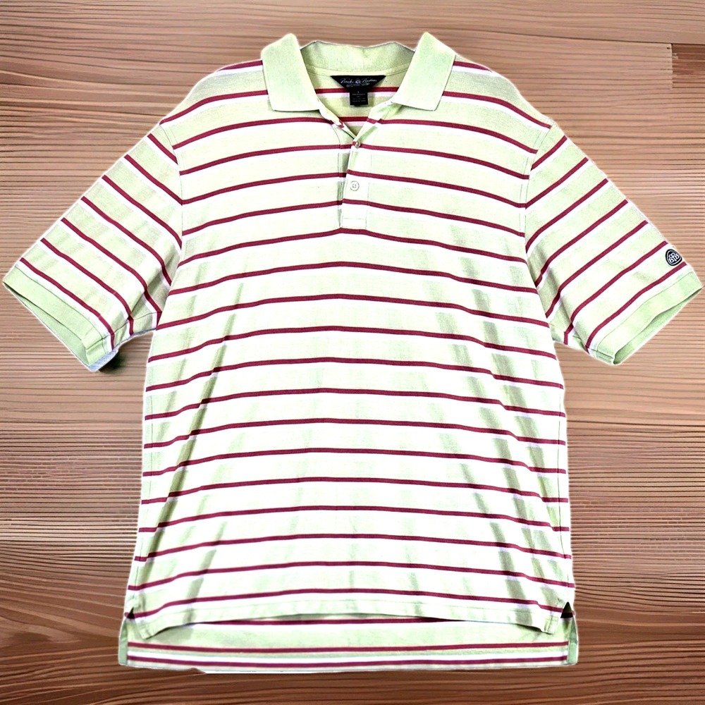 Brooks Brothers Country Club Performance Knit Men's Polo Large 100% Cotton Shirt